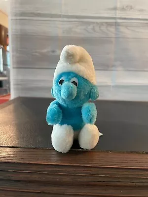 Vintage 1980 Plush SMURF Stuffed Animal Blue Toy Doll Peyo Wallace Berrie & Co • $9.99