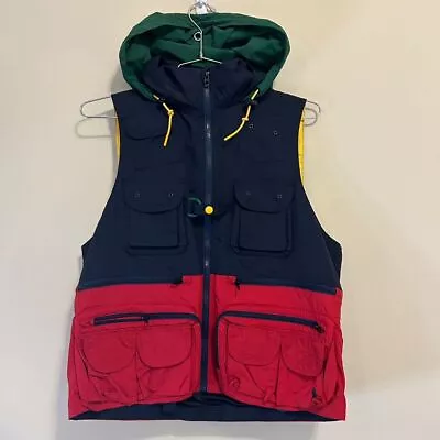 Polo Ralph Lauren Men's M Hooded Utility Vest Navy Colorblock Water Resistant • $140