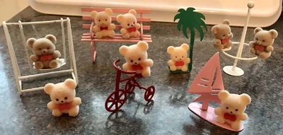 £8 • Buy Vintage Flocked Miniature Teddy Bears, 1980’s