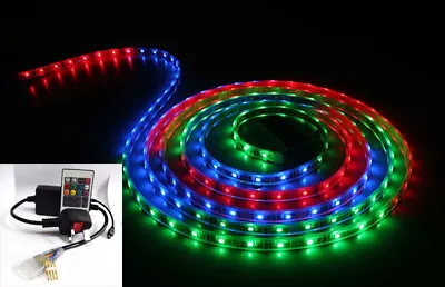 LED Strip 220V 240V 5050 SMD IP67 Waterproof Lights Rope White Blue RGB UK Plug • £152.99