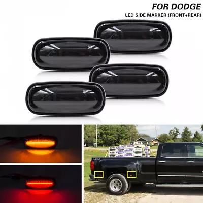 4x Smoked LED Dually Bed Side Marker Lights For 2003-2009 Dodge RAM 2500 3500 HD • $39.59