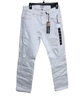 Lazer Men's Slim Fit Stretch Jeans 32x30 White Distressed • $10.19
