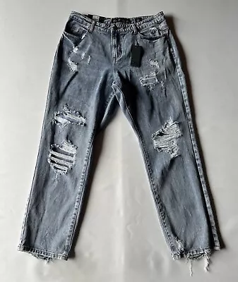 City Chic Jeans Womens 36 Harley High Rise Straight Distressed  Blue   • $62.99