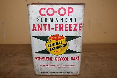 Vintage Farmers Union Co-op Anti-Freeze 1 Gallon Gas Station Metal Oil Can Sign • $45