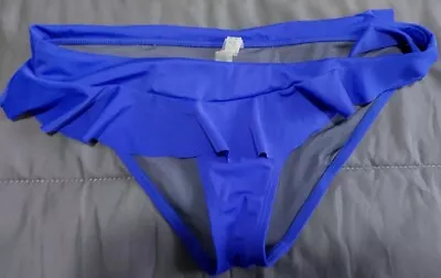 New Victoria Secret Royal Blue Swim Bikini Bottom Ruffles Stretch Large Xmas • $40