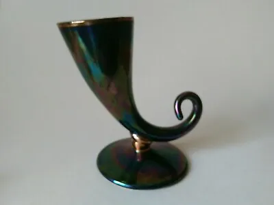 £19.99 • Buy Vintage  Blue Lustre Horn Of Plenty Cornucopia Vase