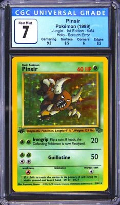 $79.99 • Buy CGC 7 NEAR MINT Pinsir 9/64 SCRATCH ERROR 1st Edition HOLO Jungle Pokemon Card
