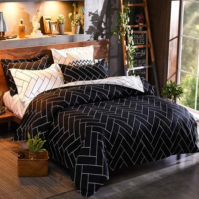 $47.71 • Buy LAMEJOR Duvet Cover Set Queen Size Chevron Geometric Style Reversible Luxury Sof