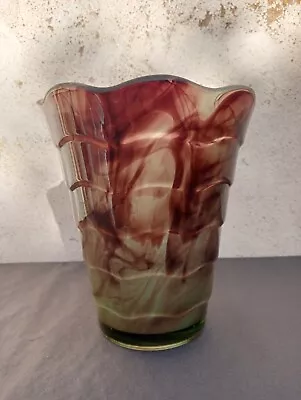 Davidson Topaz-Briar Cloud Glass Ripple Vase 741 • £17