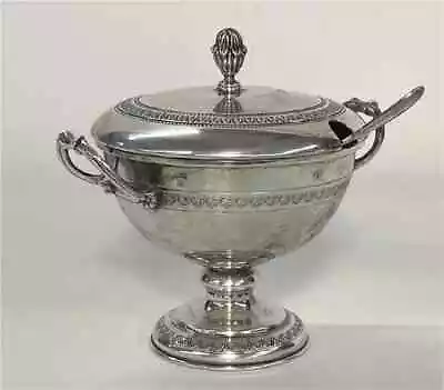 Vtg European Covered Sugar Bowl 800 Silver With Spoon • $275