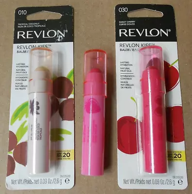 REVLON 3x Kiss Balm #030 SWEET CHERRY #010 TROPICAL COCONUT #025 STRAWBERRY • $12