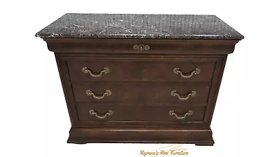 Henredon Charles X Collection Burl Elm Marble Top Chest • $1498