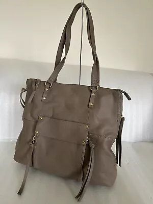 KOOBA Everette TAUPE Large Genuine Leather Expandable Satchel Tote Bag • $15