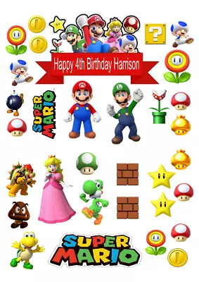 Edible  Super Mario Cake Set  Premium Icing Sheet Birthday Toppers  • £4.99