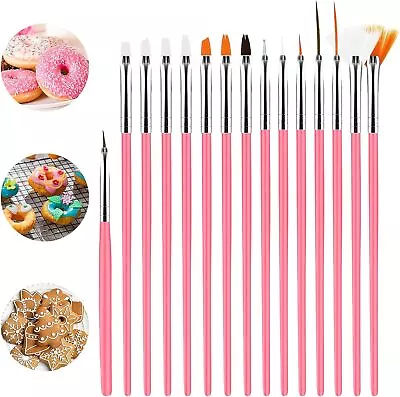 15pcs Cake Painting Brushes Kit Food Safe Baking Brush ToolsFondant Cookie...  • £6.57