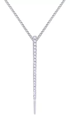 Round Natural Diamond Tapered Line Pendant 14k Gold 0.14 Cttw • $464.59