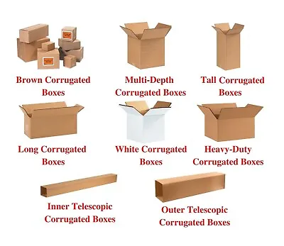 3-8 Inch Corrugated Boxes MANY Sizes Available Shipping/Moving Boxes Multi Packs • $47.48