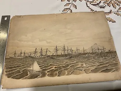 Original Rare Civil War Usn Artwork From Battle Mobile Bay Naval Hero -2 • $1697.88