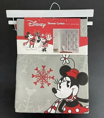 $40 • Buy Disney Mickey & Minnie Mouse Holiday Christmas Fabric Shower Curtain New