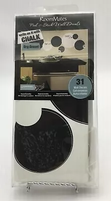 RoomMates Black & White Chalkboard Dry Erase Dots Peel And Stick Wall Decals NIP • $9.90
