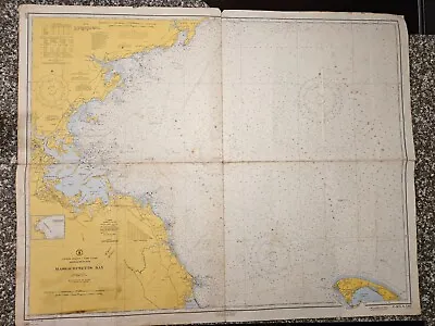 MASSACHUSETTS BAY BOSTON CAPE COD Vintage 1962 Nautical Chart C. & G.S. 1207 • $45