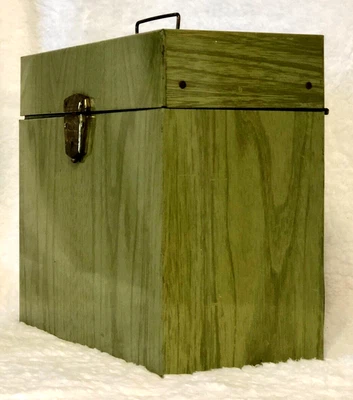 $15 • Buy VINTAGE Ballonoff Porta File METAL LOCK BOX KEY Green Woodgrain MIDCENTURY 1970s