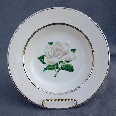 Embassy Vitrified White Rose - Rimmed Soup Bowl - 8  Diameter X 1 1/4  Deep • $4