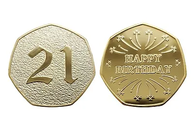 Happy 21st Birthday - Gold Plated Commemorative Coin / Gift / Present • £7.99