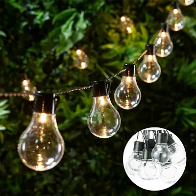 £14.24 • Buy Retro Solar String Lights Fairy Outdoor Garden LED Festoon Party Globe Bulbs