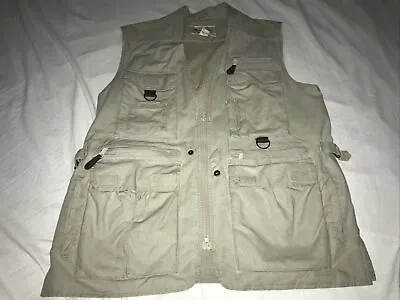 Eddie Bauer Mens Vented Cargo Vest Size S Tan Photography Fishing Shooting VTG • $20