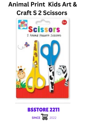 £3.14 • Buy Animal Print Children Kids Art & Craft Safety School & Home Colorful 2 Scissors 