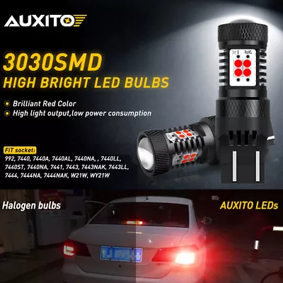 AUXITO Pair 7443 Red LED Brake Stop Turn Signal Side Marker Light Bulbs 7440 T20 • $18.09