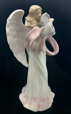 Porcelain Angel Figurine O'Well Mary's Angels Tambourine Flowing Pink Shawl 10  • $10