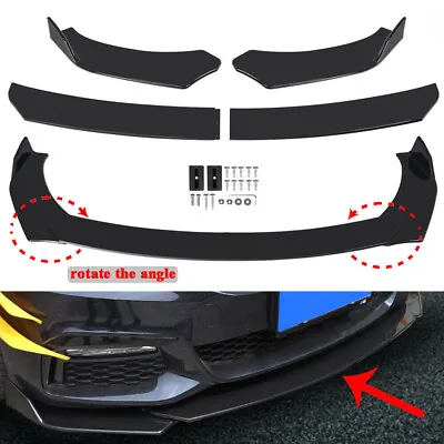 Universal Gloss Black Car Front Bumper Protector Lip Body Spoiler Splitter Kit • $37.99