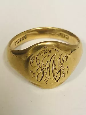 Antique 18CT Gold Signet Ring Birmingham 1918. Size N.1/2 US 7 • £695