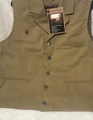 WYOMING TRADERS Button Up Bronco Canvas Cowboy Western Tan Vest Mens XXL NWT • $39.99