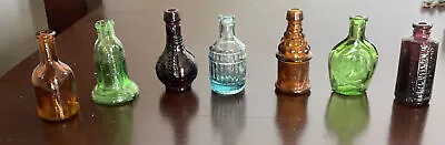 Seven Vintage Miniature Glass Bottles~Unique Designs • $25