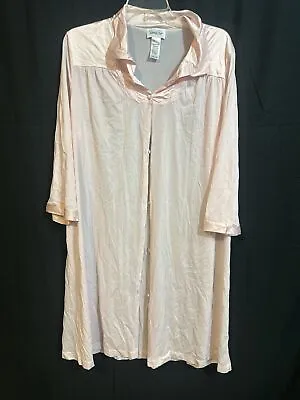 Women’s Vintage Vanity Fair Pink Pajama Nightgown Button Up Size Large PRE-OWNED • $15