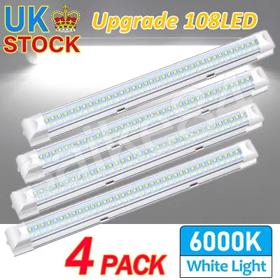 4x 108 LED Interior Light Strip Bar Car Van Caravan Boat Home ON/OFF Switch 12V • £8.63