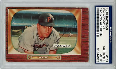 Vic Janowicz Autographed 1955 Bowman #114 Trading Card PSA Slab 43811 • $179.99