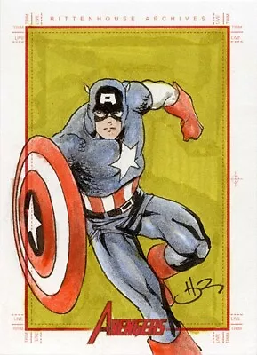 Marvel Greatest Heroes Sketch Card Captain America By Daniel HDR • £0.99