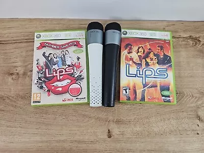 Xbox 360 Lips Bundle 2 X Official Wireless Microphones & 2 Games See Description • £17.99
