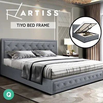 $375.02 • Buy Artiss Bed Frame Queen Size Gas Lift Base With Storage Mattress Fabric