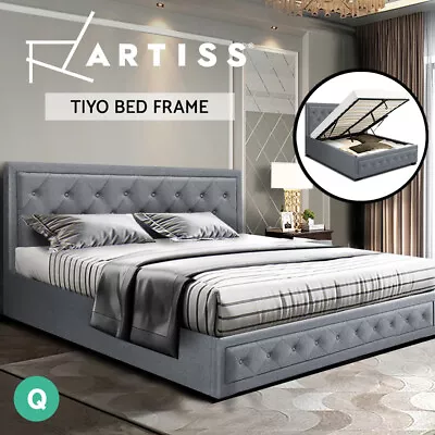 $297.95 • Buy Artiss Bed Frame Queen Size Gas Lift Base With Storage Mattress Fabric