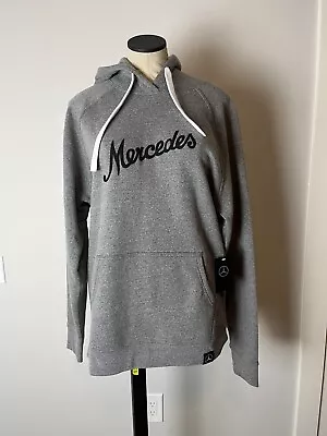 Mercedes Benz Hoodie Large Heather Gray Script Olsen Pullover NWT $129.95 • $49.99