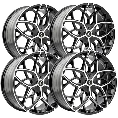 (4) Kraze KR184 Ricochet 20x8.5 5x112/5x4.5  +38mm Black/Machined Wheels Rims • $791.96