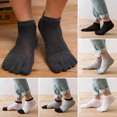 £3.59 • Buy 1 Pairs Mens Five Finger Toe Socks Cotton Ankle Casual Sports Low Cut Breathe
