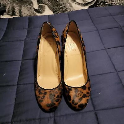 J. Crew Brown Animal Print Calf Hair ETTA Pumps Shoes Size 7 • $39.99