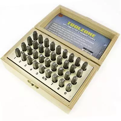 36pc Number Letter Stamp Punch Set For Imprinting Metal Leather Wood Plastic 5mm • £17.99