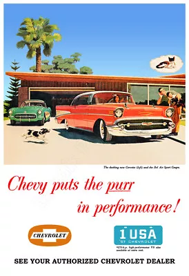 1957 Chevy Bel Air Advertising Poster - Beautiful Vintage Art! • $19.95